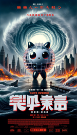2023 10 27 22.08.22  Movie Poster For 'Cute Inferno'. The Central Figure Is The 3 Legged Plastic Sphere Creature, Echoing A Chinese Cartoon Style, Looking Brave Amidst The